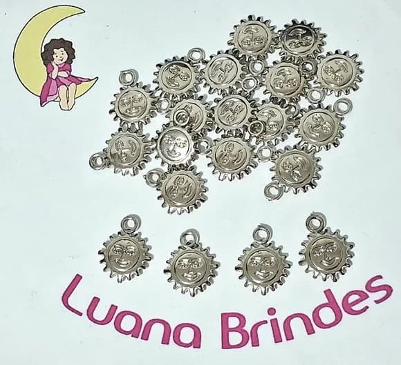 Pingente Sol Prata Abs 2,3cm Pacotes com 20 Unidades