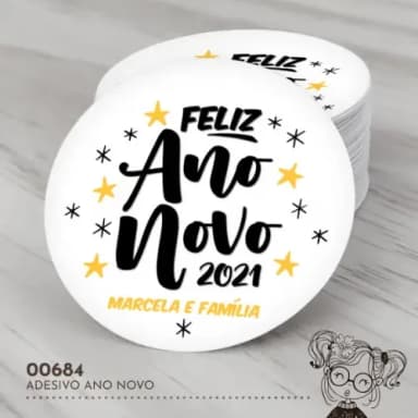 Adesivo Redondo Feliz Ano Novo - 00684