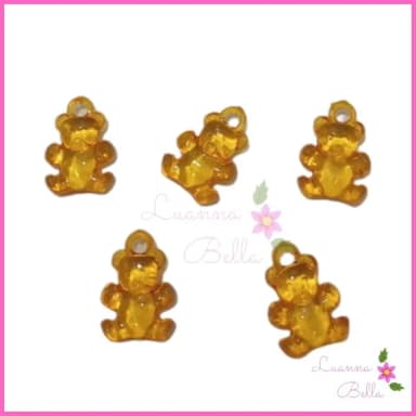 Pingente em Acrílico Mini Ursinho Laranja - Pct 40 Unidades