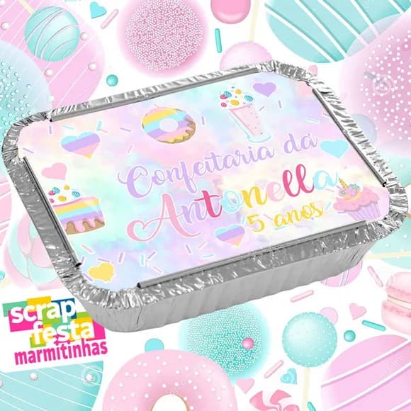 Marmitinha Personalizada Festa Confeitaria Aquarela