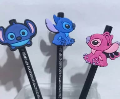 Kit Ponteira com Lápis Stitch Emborrachados -60 Unidades