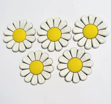 Aplique Flor Branca 4 cm Emborrachado - 6 Unidades