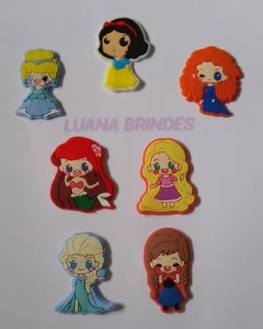 Apliques Emborrachados de Princesas Variadas - pct c/10 unid