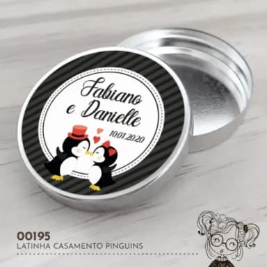Latinha Adesivada Pinguins - 00195