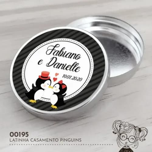 Latinha Adesivada Pinguins - 00195