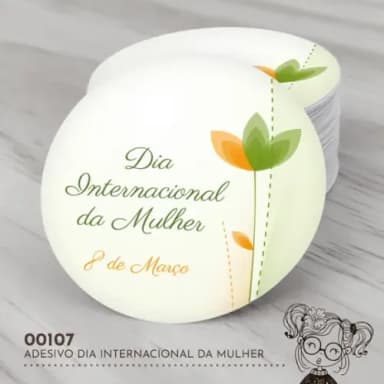 Adesivo Redondo Dia Internacional da Mulher - 00107