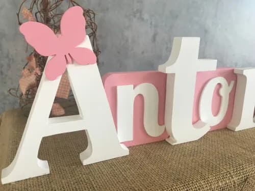 Letras de MDF -Nomes Blocos Borboleta