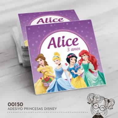 Adesivo Quadrado Princesas Disney - 00150