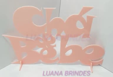 Topo de Bolo/Mesa Chá de Bebe Rosa em acrílico - 1 unidade