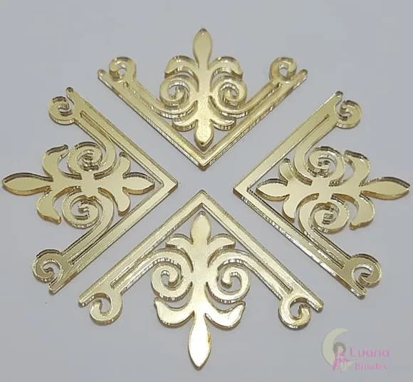Aplique Cantoneira Acrílico Espelhado Dourado -pct C/8 Unid