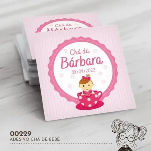 Adesivo Quadrado Chá de Bebê - 00229