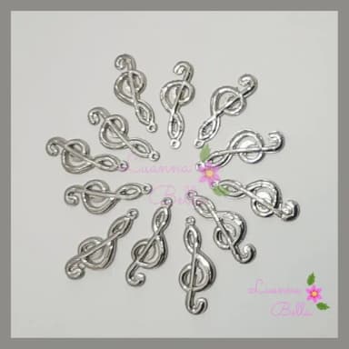 Pingente De Metal Clave de sol Prata - pacts c/12 unds