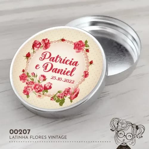 Latinha Adesivada Flores Vintage - 00207