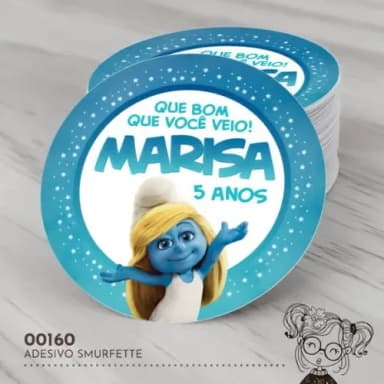 Adesivo Redondo Smurfette - 00160