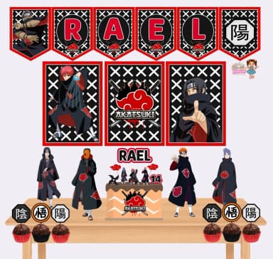 Kit Festa Só Um Bolinho AKATSUKI - Decoração de Festa