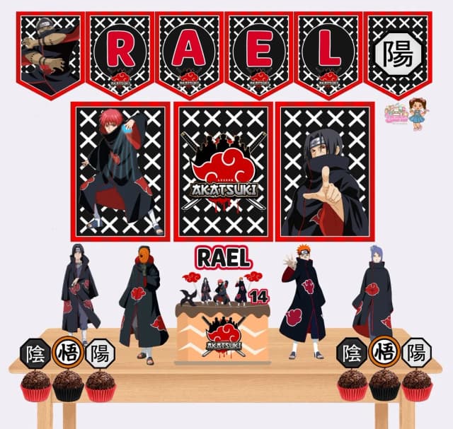 Kit Festa Só Um Bolinho AKATSUKI - Decoração de Festa