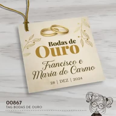 Tag Quadrada Bodas de Ouro - 00867