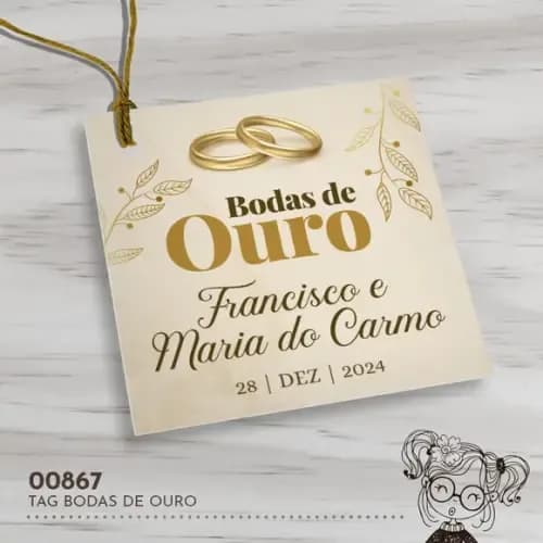 Tag Quadrada Bodas de Ouro - 00867