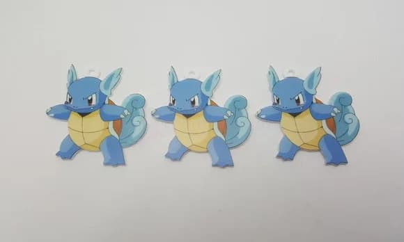 Pingentes Pokémon Wartortle em Acrílico UV 3 unidades