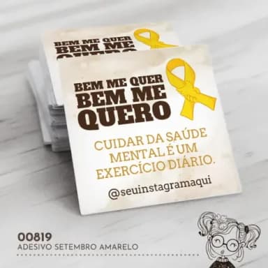 Adesivo Quadrado Setembro Amarelo - 00819