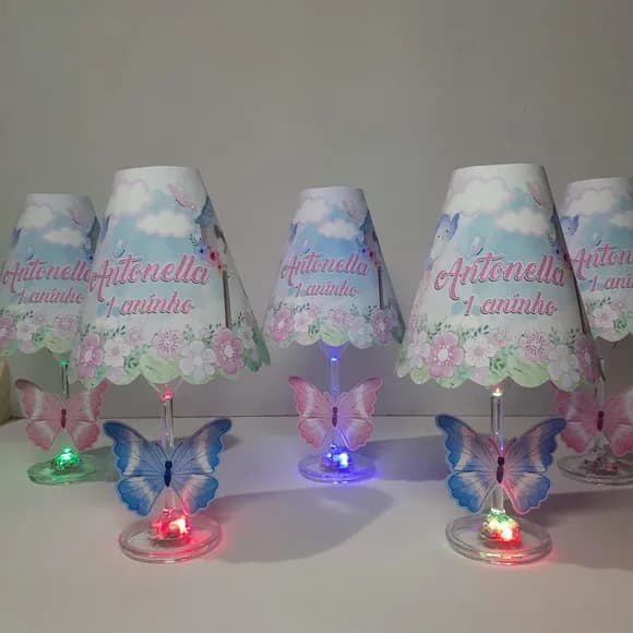 Centro de Mesa Abajur com Led Jardim Encantado
