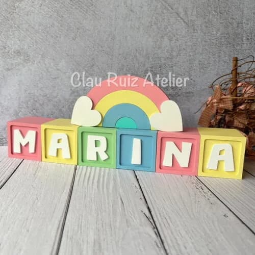 Candy Colors - Cubos 6x6cm Ts + Arco Íris. Decoração Bebê