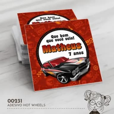 Adesivo Quadrado Hot Wheels - 00231
