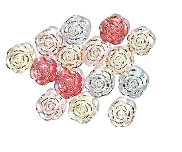 Flor 18mm Furo Passante Cristal Colorida Pct com 30 Unidades