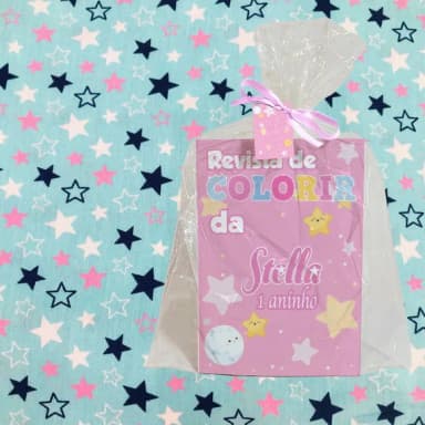 Revista Colorir+saquinho+fitinha+tag Festa Brilha Estrelinha