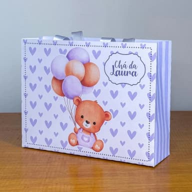 PEGUE E MONTE - Sacolinhas Personalizadas URSINHO LILAS - Decoração de Festa | Lembrancinhas | Aniversário | Personalizados