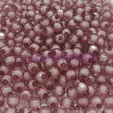 Bolinha Facetada com Miolo Rose 8mm Pct 100 Unidades
