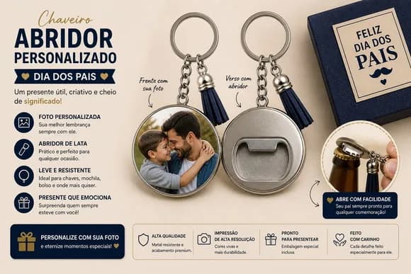 Chaveiro Abridor de Garrafa - Qualquer Tema