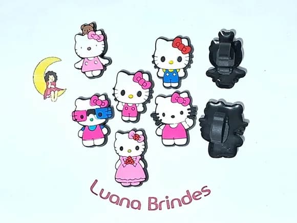 Pins para Cadarço Hello Kitty Emborrachado 6 Unidades