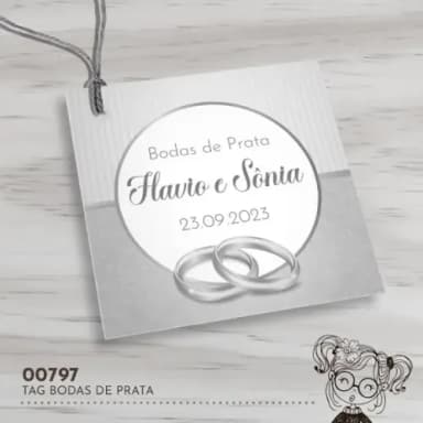 Tag Quadrada Bodas de Prata - 00797