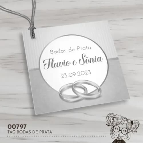 Tag Quadrada Bodas de Prata - 00797