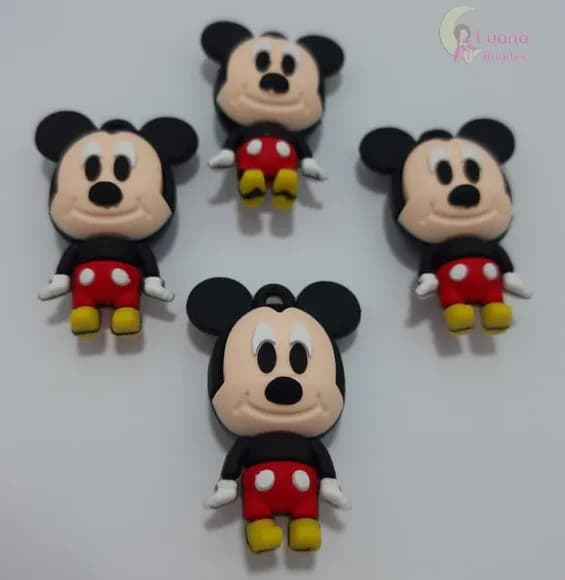 Pingente Mickey de Borracha - 4,6cm - Pct C/2 Unidades