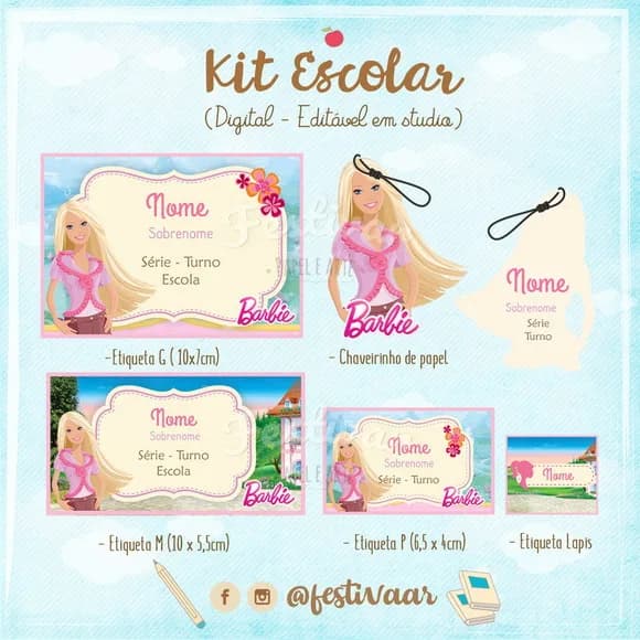 60 Etiquetas Escolares Personalizadas Prova D'agua