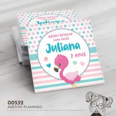 Adesivo Quadrado Flamingo - 00532