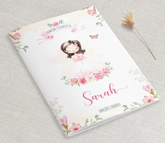 Livro De Orações Lembrança Eucaristia Aquarela Menina