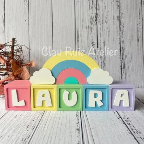 Candy Colors - Cubos 6x6cm Ts + Arco Íris. Decoração Bebê