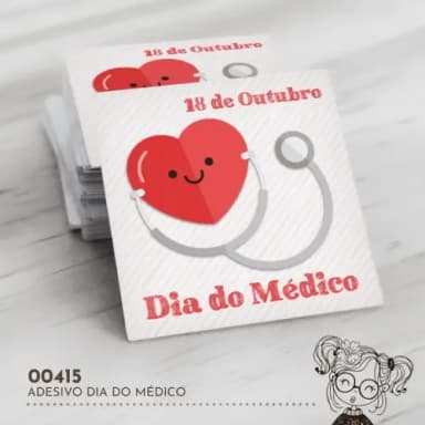 Adesivo Quadrado Dia do Médico - 00415