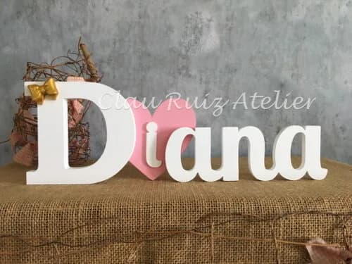 Letras Decorativas - Nomes - Coração Laço de Resina