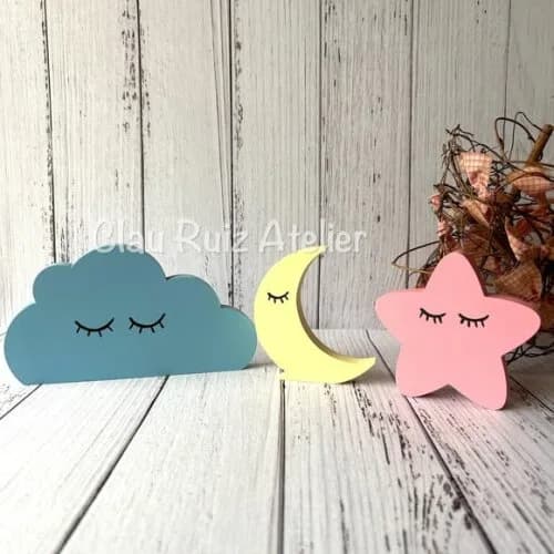 Estrela Lua e Nuvem de Mesa Decoração Bebê