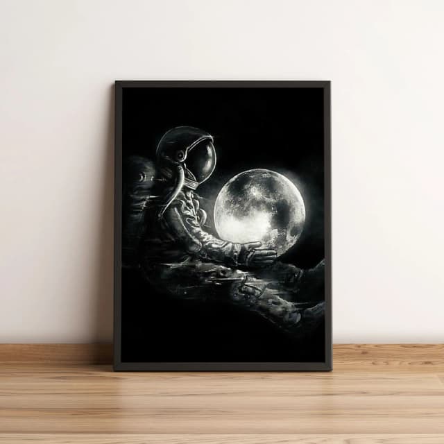 Quadro Astronauta Com Lua Em Suas Mãos 372