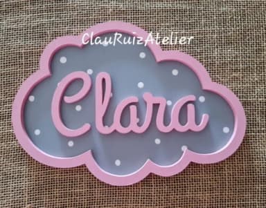 PORTA DE MATERNIDADE NUVEM COM NOME