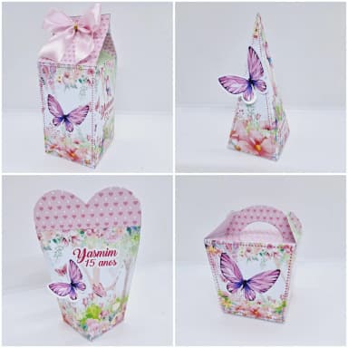 PEGUE E MONTE - Kit Festa JARDIM DAS BORBOLETAS - Decoração de Festa - Caixinhas Personalizadas