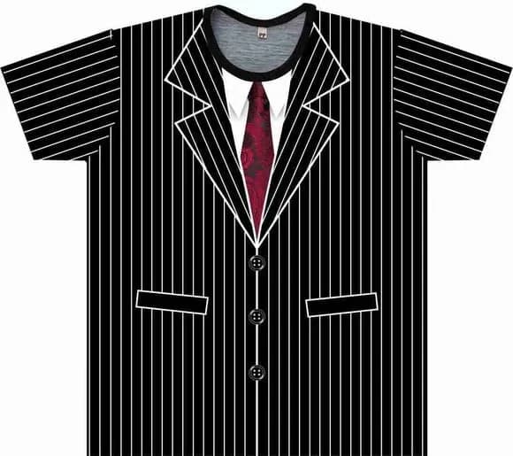 Camiseta Infantil Terno Risca de Giz com Gravata Estampa Total