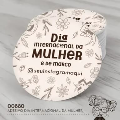 Adesivo Redondo Dia Internacional da Mulher - 00880