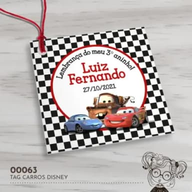 Tag Quadrada Carros Disney - 00063