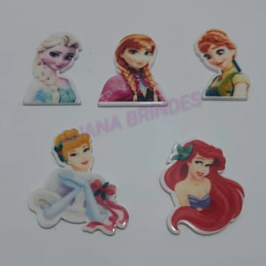 Apliques Acrílicos de Princesas Variadas - Pct com 10 Unid